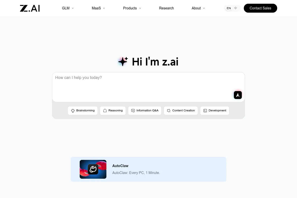 Zhipu AI website preview